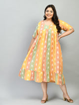 Plus Size Multicolored Ikkat Dress