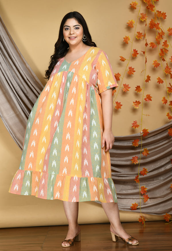 Plus Size Plus Size Multicolored Ikkat Dress