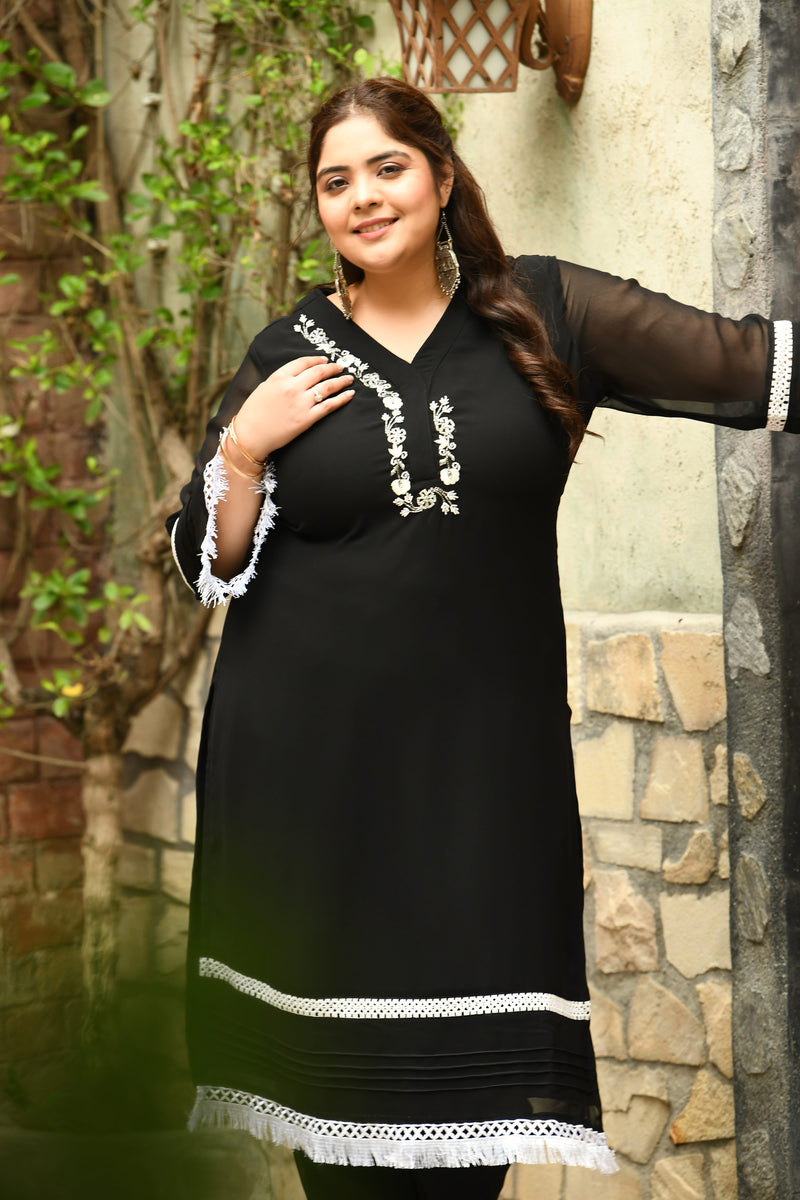 Magical Black Pakistani Embellished Kurta Set