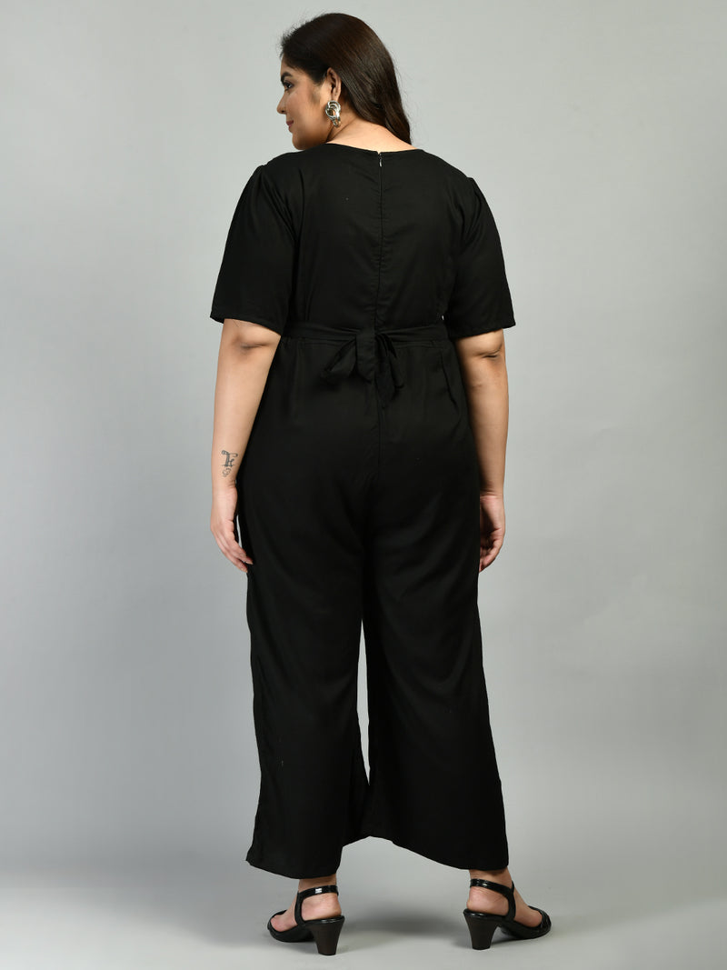 Plus Size Solid Black Jumpsuit – DESINOOR.COM