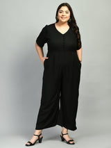 Plus Size Solid Black Jumpsuit