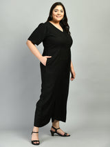 Plus Size Solid Black Jumpsuit
