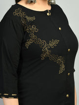 Plus Size Pitch Black Kurta Palazzo Set