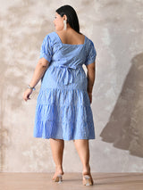 Blue Skies Striped Cotton Midi Dress