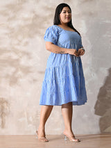 Blue Skies Striped Cotton Midi Dress