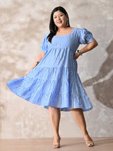 Blue Skies Striped Cotton Midi Dress