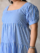 Blue Skies Striped Cotton Midi Dress