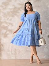 Blue Skies Striped Cotton Midi Dress