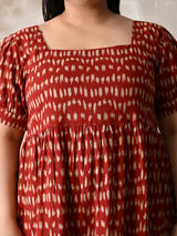 Rust Bloom Cotton Tiered Midi Dress