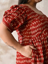 Rust Bloom Cotton Tiered Midi Dress