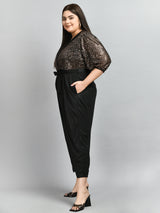 Plus Size Black Sequin Jumpsuit