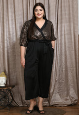 Plus Size Black Sequin Jumpsuit