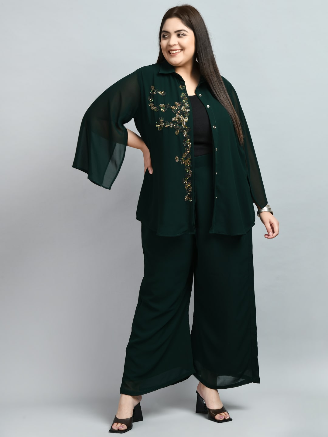 Plus size Modi Jacket set in Bottle Green