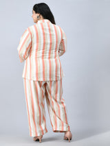 Formal White & Pink Striped Co-ord Set