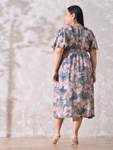 Petal Muse Premium Rayon Dress with Smocked Waist & Slit Detail