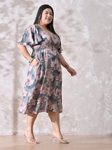 Petal Muse Premium Rayon Dress with Smocked Waist & Slit Detail