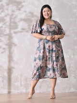 Petal Muse Premium Rayon Dress with Smocked Waist & Slit Detail