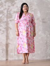 Pink Petal Muse Moss Crepe Dress with Relaxed Silhouette