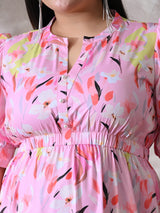 Pink Petal Muse Moss Crepe Dress with Relaxed Silhouette