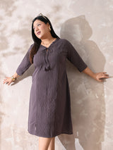 Dusky Lavender Luxe Pintuck Crepe Dress