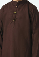 Boys Brown Kurta & Pyjamas with Nehru Jacket