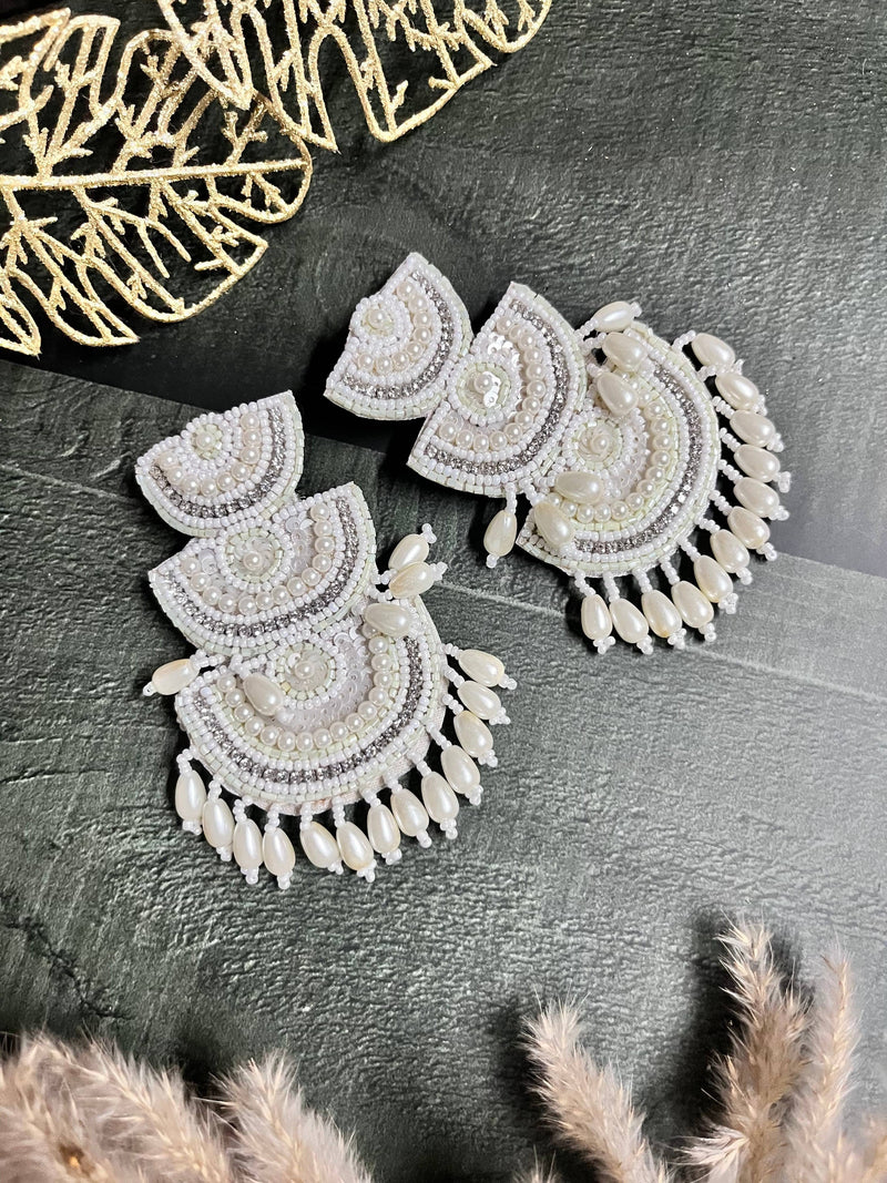 Tiana Semi White Beaded Earrings