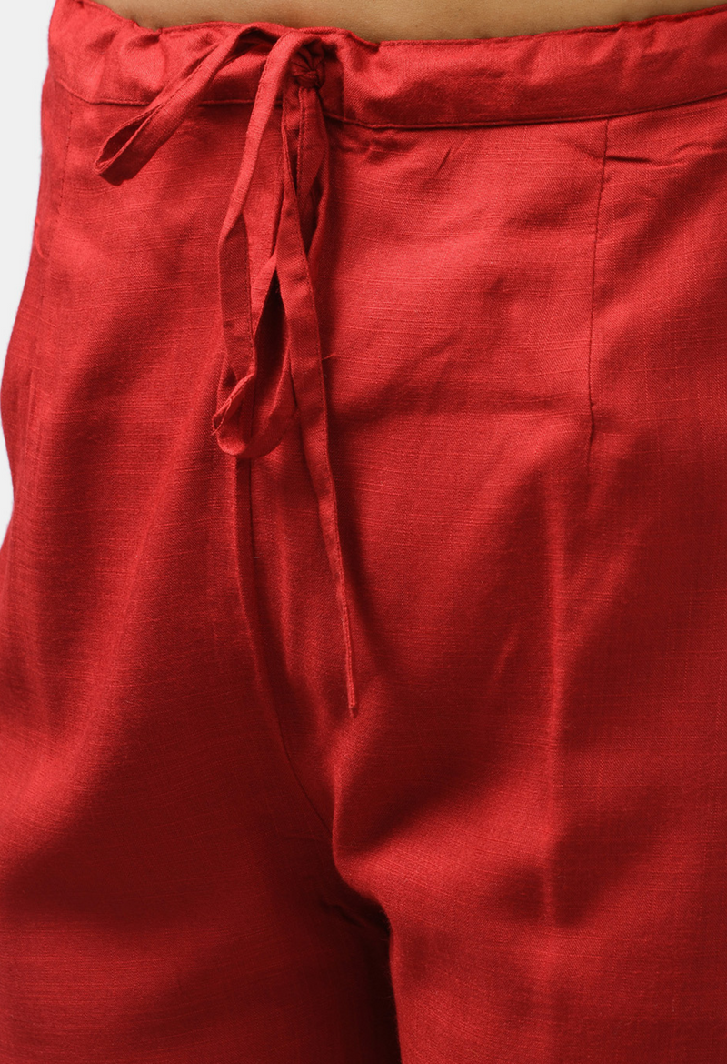 Black Red Printed Kurta Pant Set