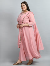Baby Pink Embellished Drape Saree with Belt