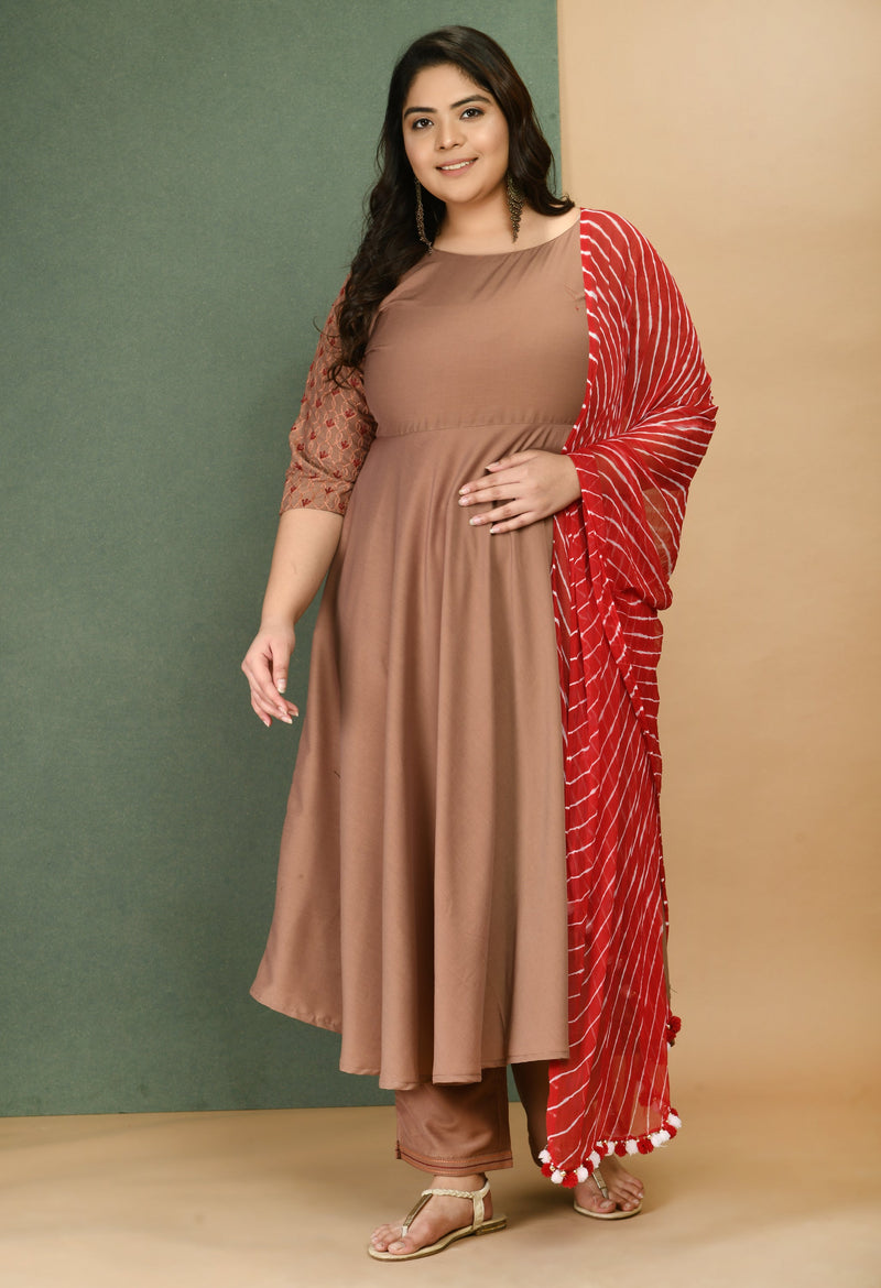 Flattering Anarkali with Pants and Dupatta