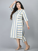 Plus Size Striped Blue Midi Dress