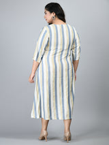 Plus Size Striped Blue Midi Dress