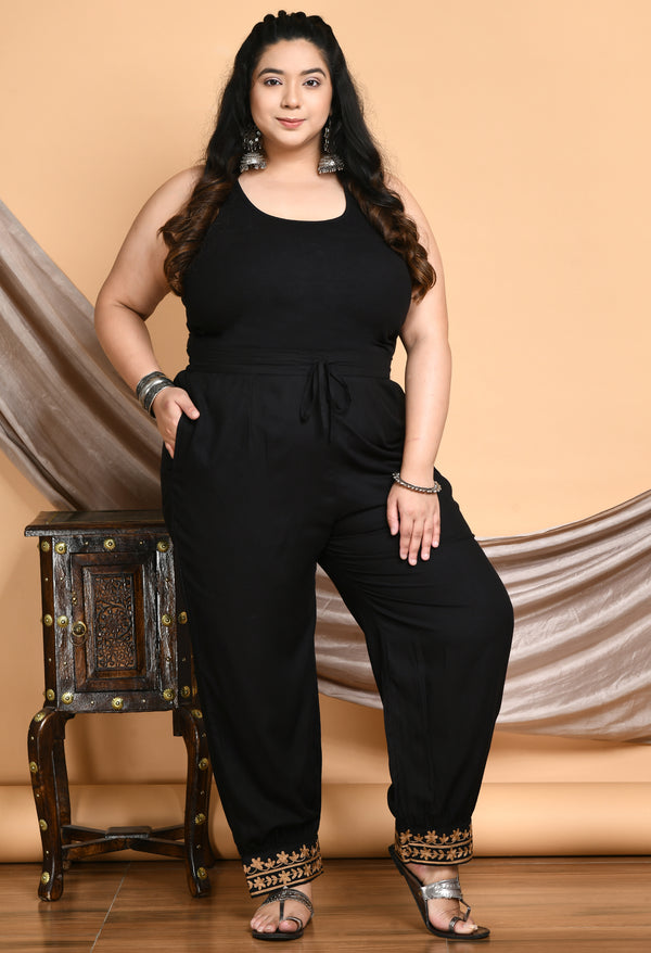 Womens Plus Size Curve Fit Naples Black Tapered Regular Trouser