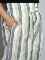 Plus Size Striped White & Blue Culottes