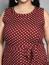 Plus Size Polka Dot Maroon Jumpsuit